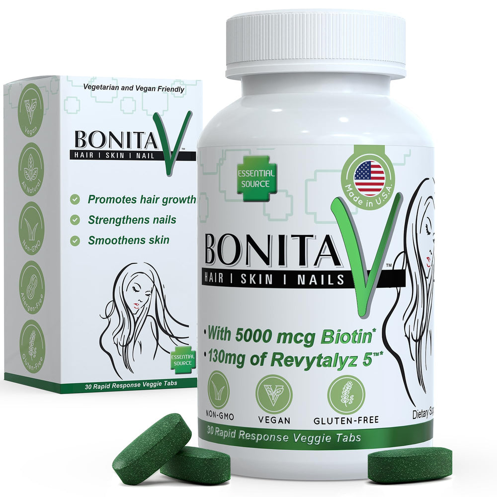 Essential Source Biotin 5000mcg tablets for healthier hair and nails.