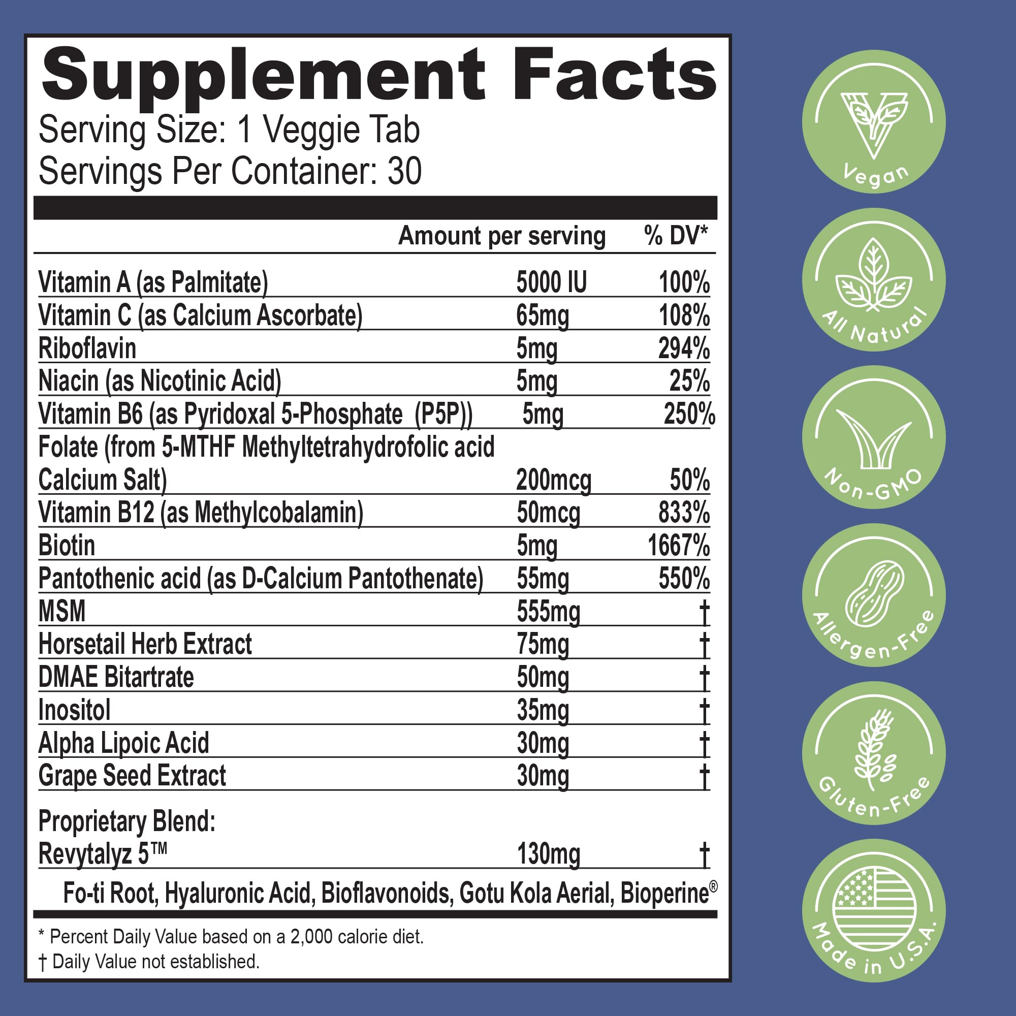 Essential Source Revytalyz 5 blend bottle label with key ingredients.