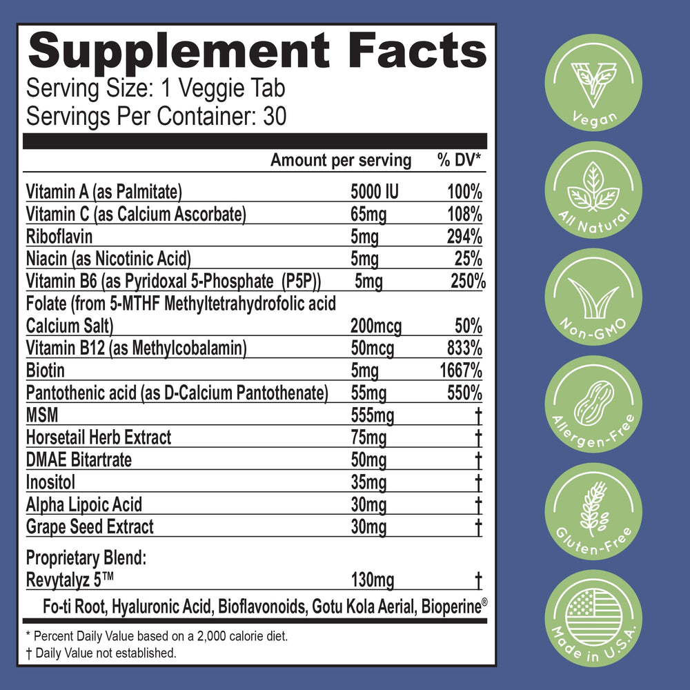 Essential Source Revytalyz 5 blend bottle label with key ingredients.