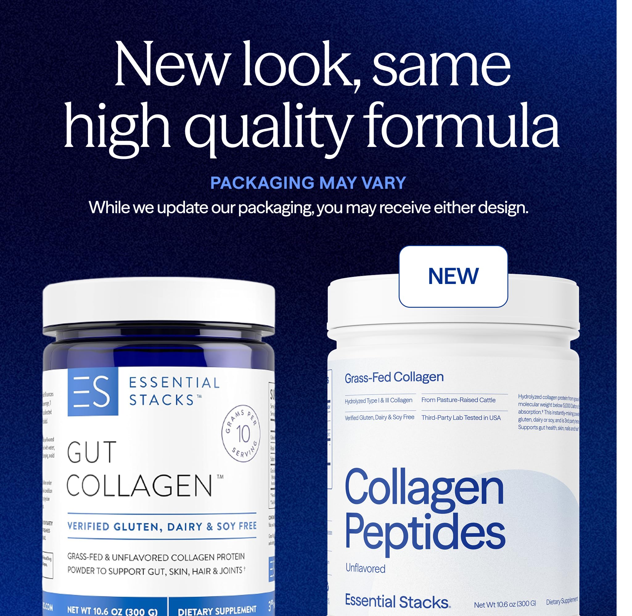 Essential Stacks Collagen powder jar ready for quick, clean mixing