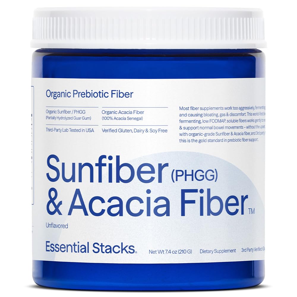 Essential Stacks Sunfiber Acacia bottle pour for easy daily fiber intake