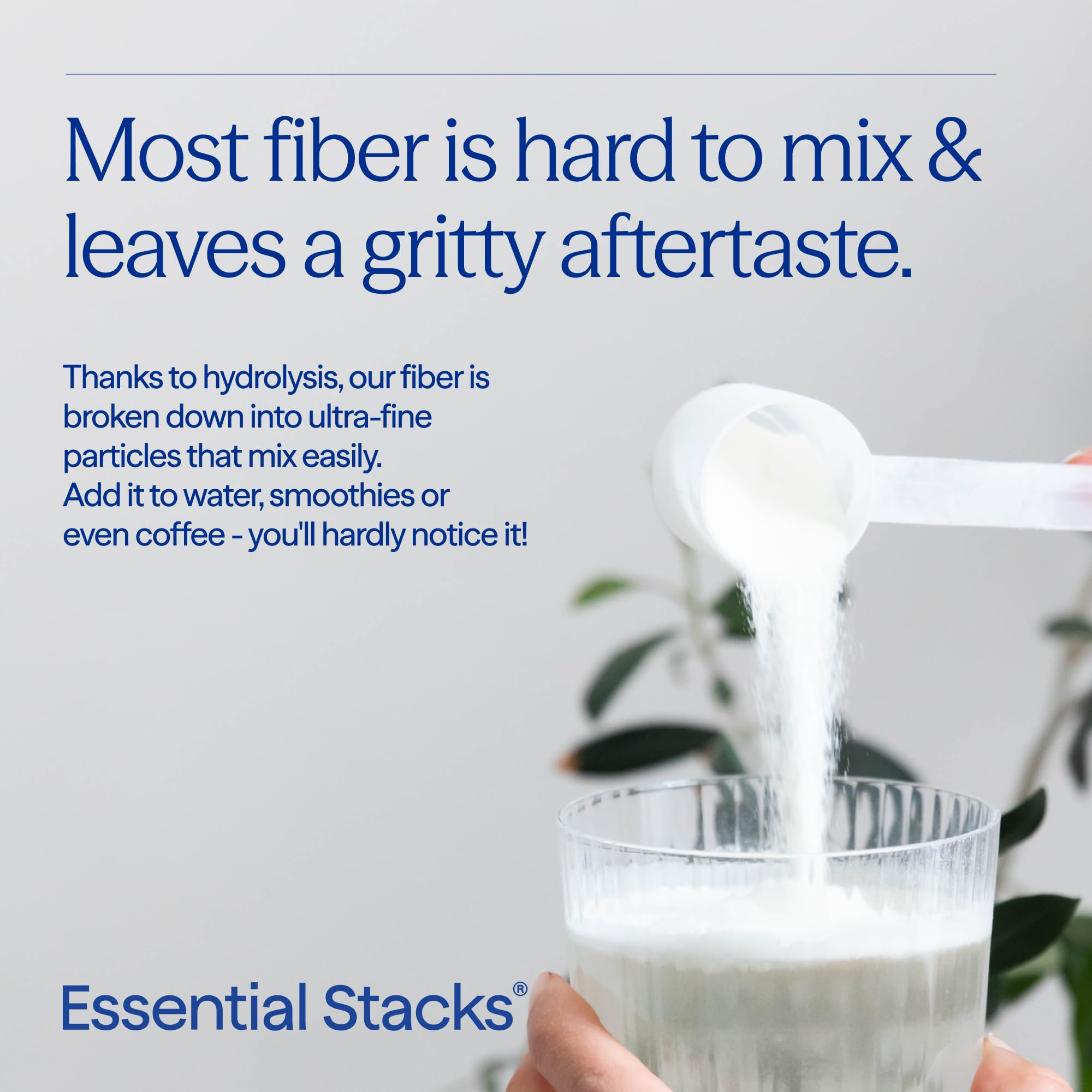 Essential Stacks Sunfiber Acacia ingredients list emphasizes organic PHGG and acacia