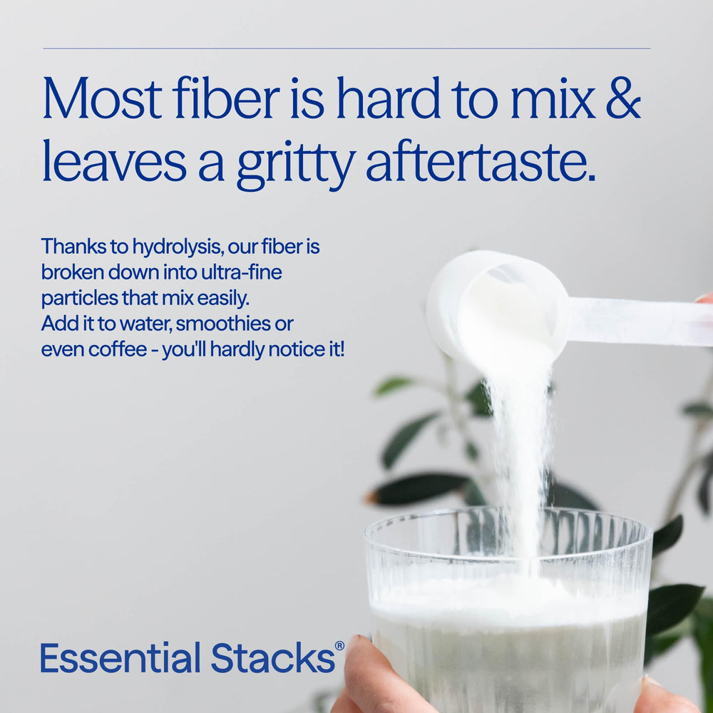 Essential Stacks Sunfiber Acacia ingredients list emphasizes organic PHGG and acacia