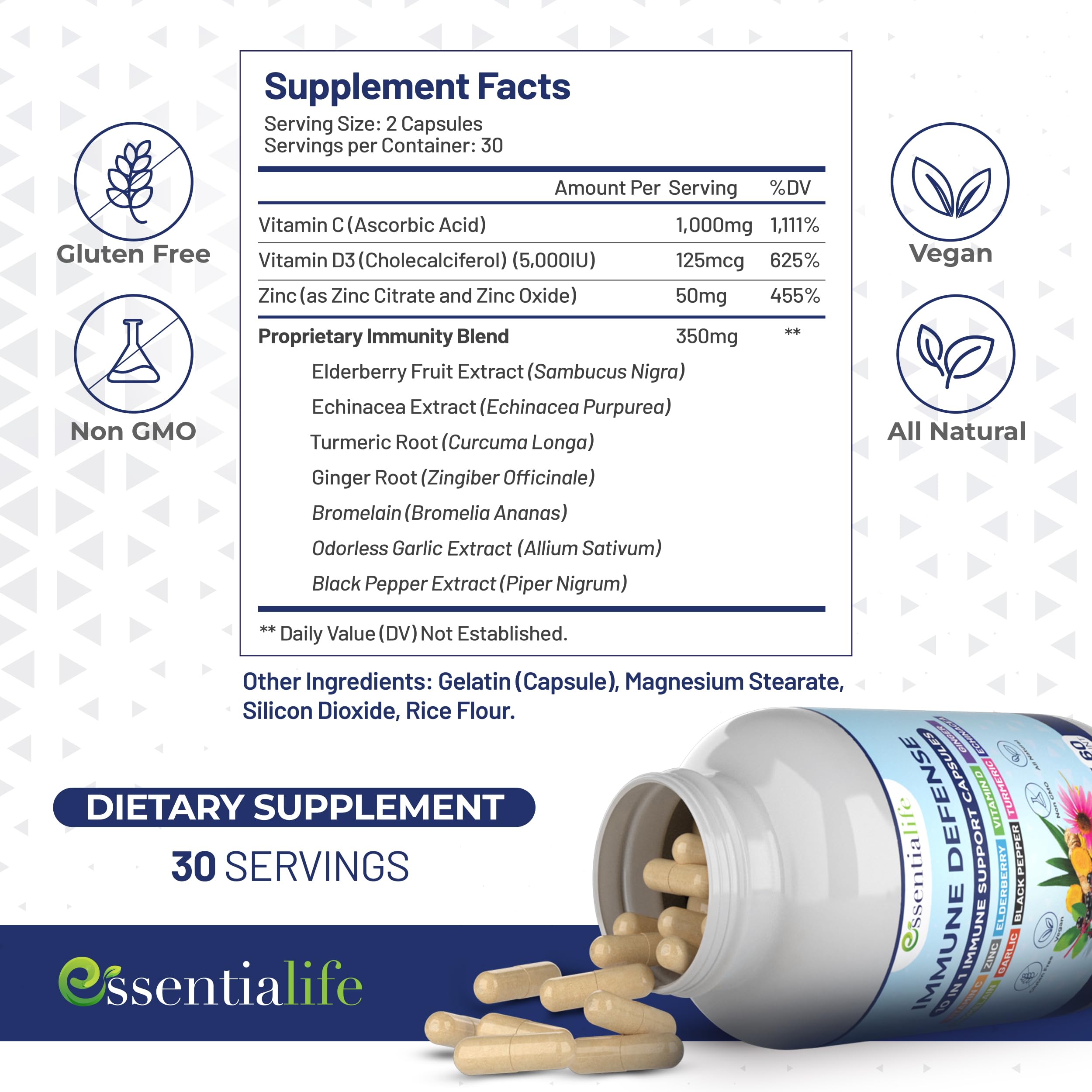 Essentialife Immune Support echinacea capsule supports natural defenses