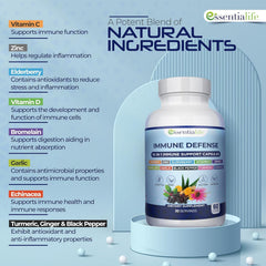 Essentialife Immune Support elderberry capsule ready for daily wellness routine.