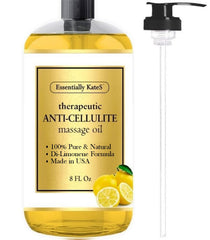 Essentially KateS cellulite massage oil bottle with sleek packaging for at-home use.