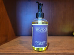 Essentially KateS Lavender Massage Oil label confirms pure ingredients and ethical sourcing.