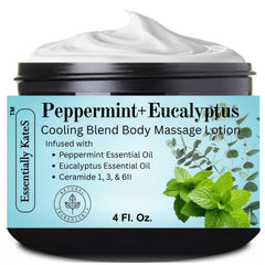 Essentially KateS Peppermint Eucalyptus Cream bottle delivering cooling relief after workouts.