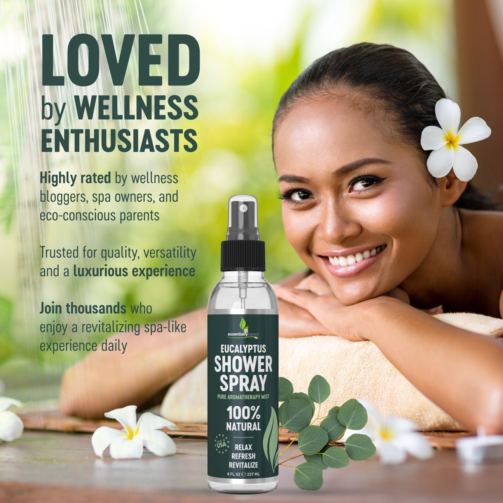 essentiallybased Eucalyptus Room Spray for Sauna use on the shelf