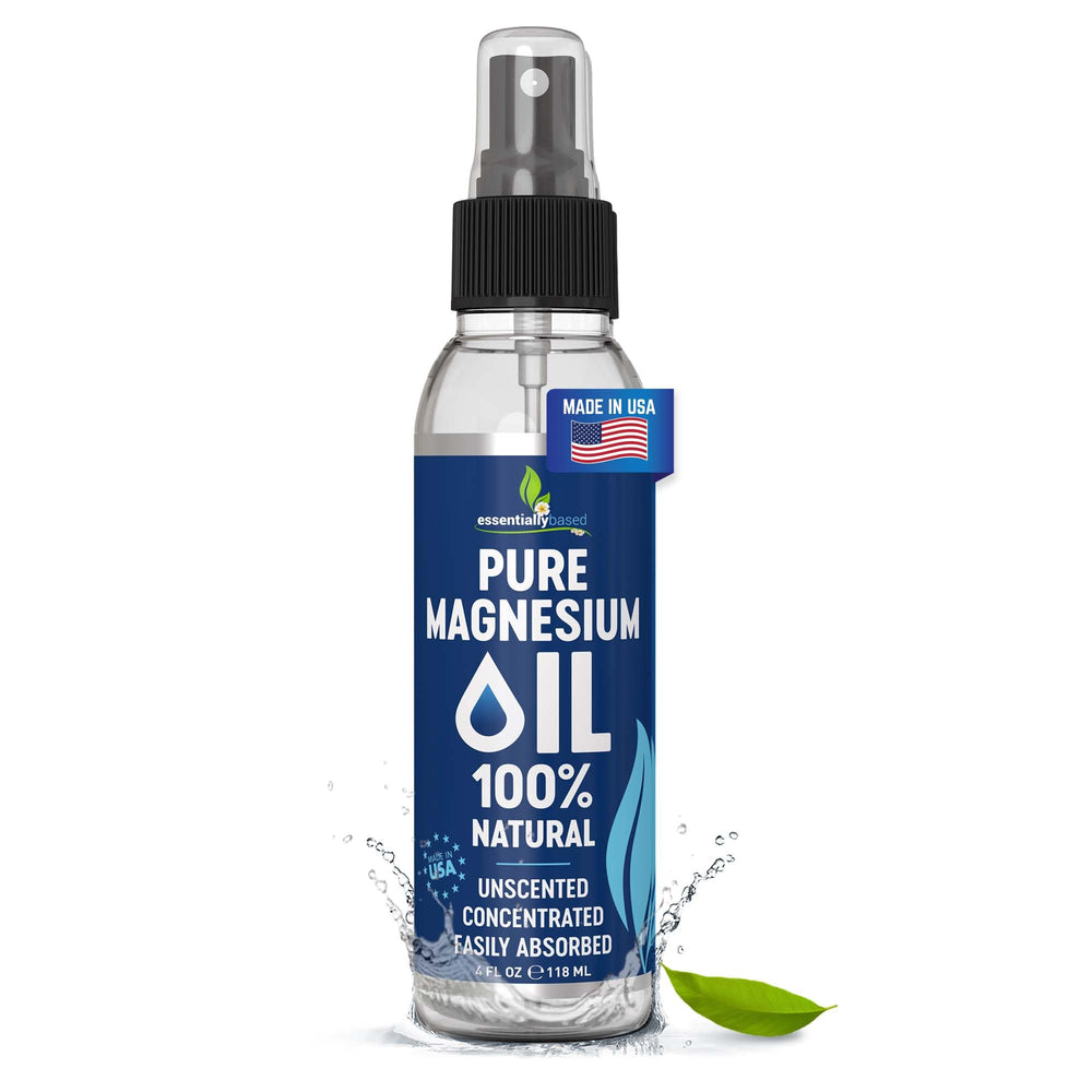 EssentiallyBased magnesium oil spray bottle for easy night-time use