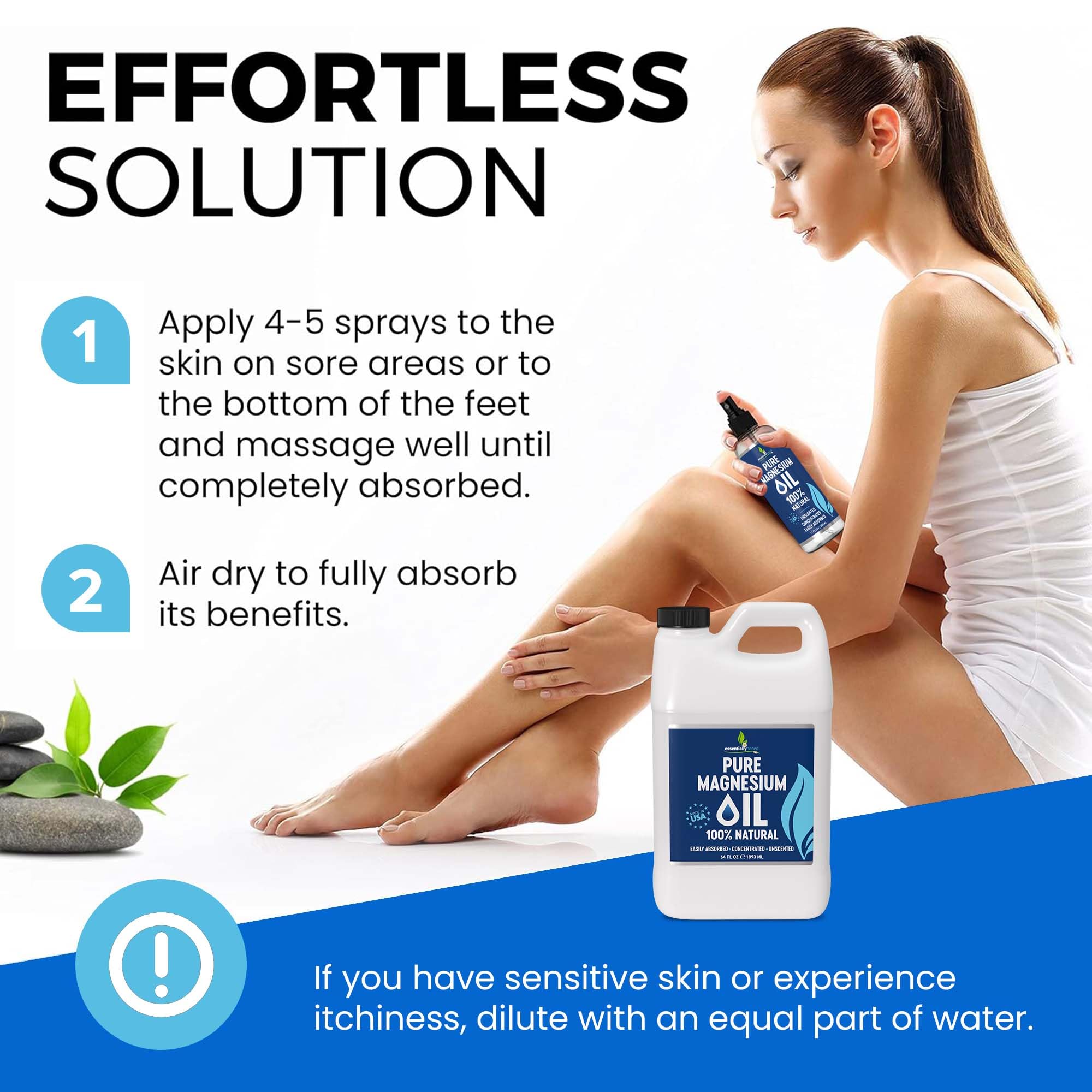 Essentiallybased Pure Magnesium Oil Spray pump for easy, even coverage