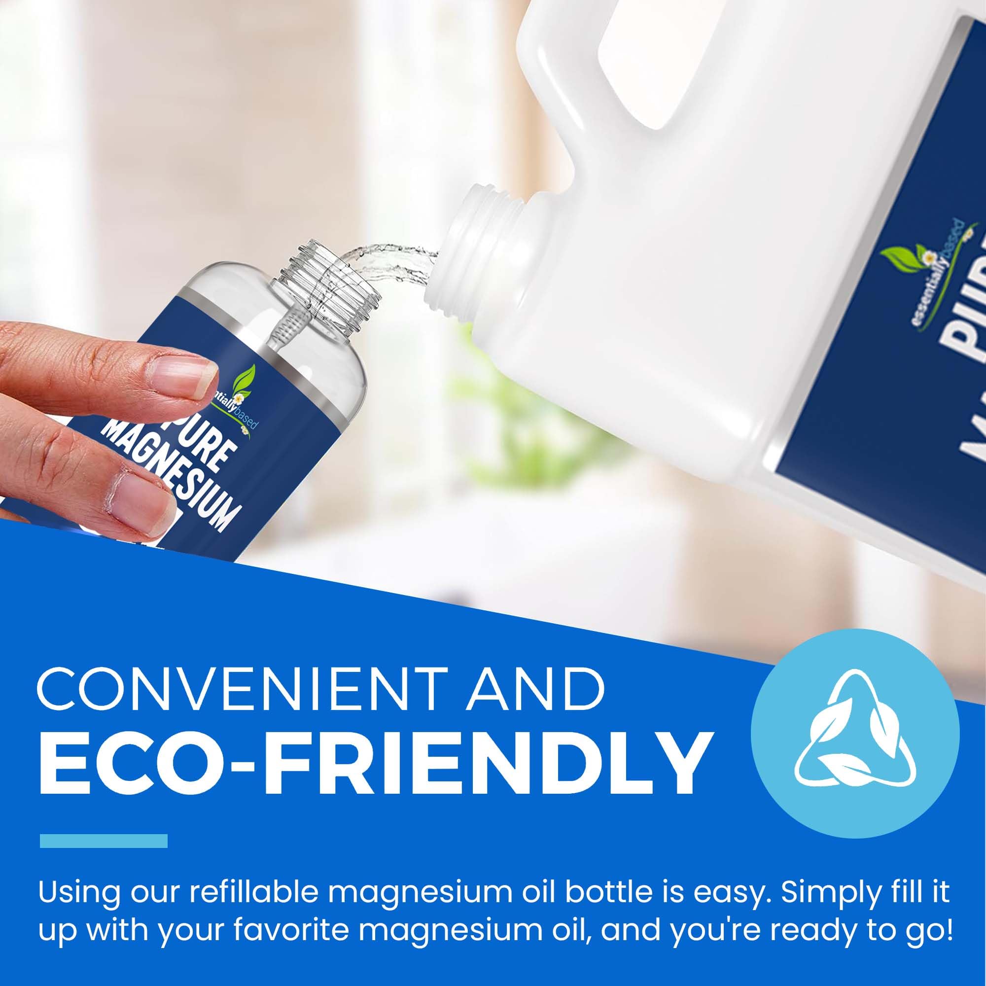 Essentiallybased Magnesium Oil Spray ingredients label highlights natural minerals