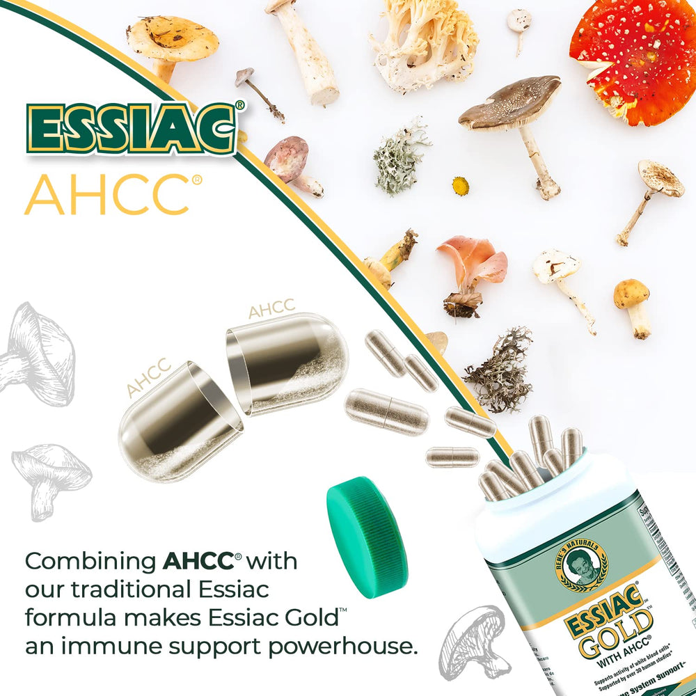 Daily-dose setup with Essiac Gold AHCC for routine wellness.