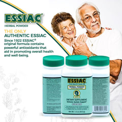 Essiac ingredients collage featuring burdock, sorrel, elm, rhubarb for potency