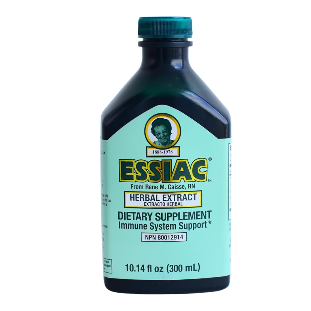 Essiac Original bottle label close-up highlighting the herbal blend for daily wellness.