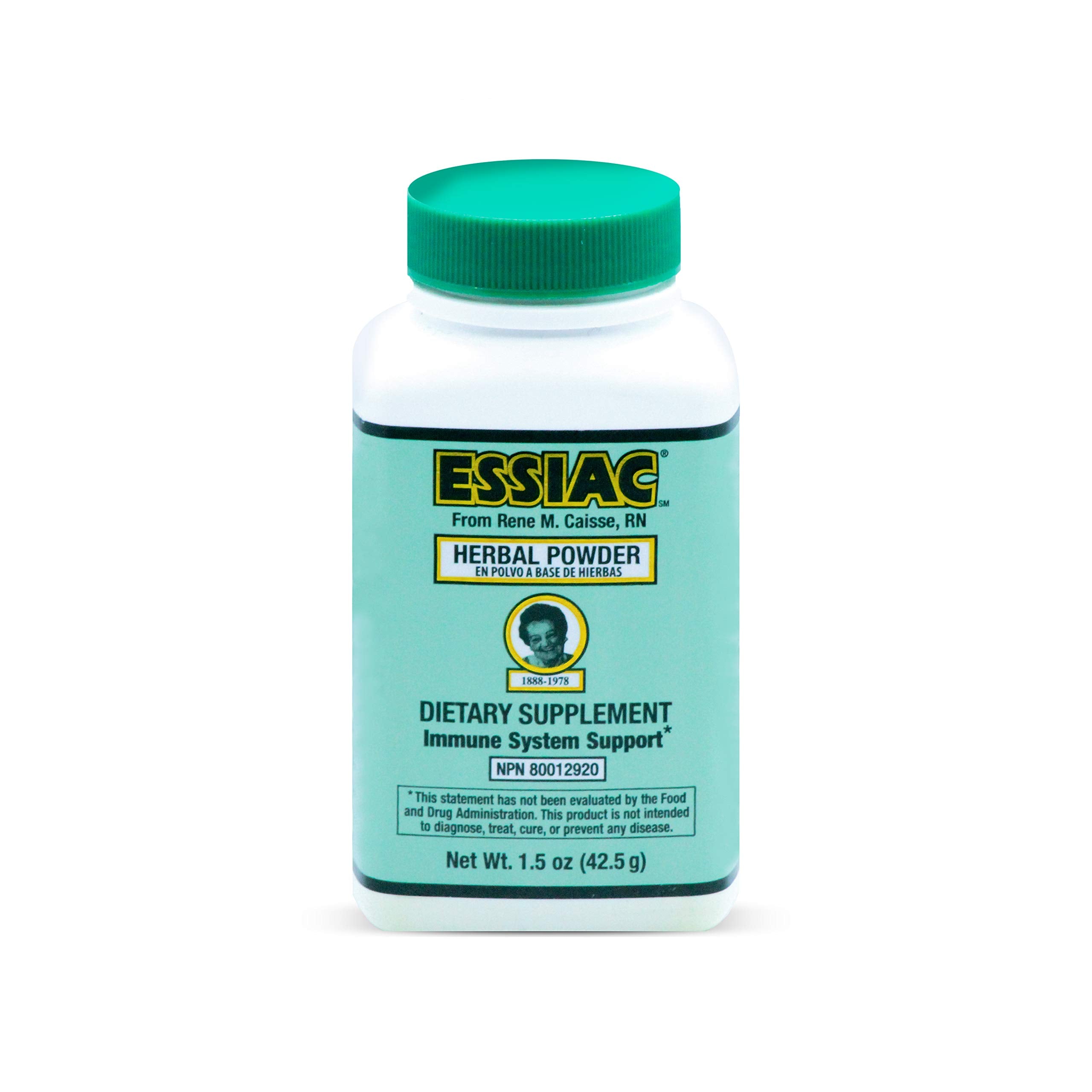 Essiac Genuine Tea Powder bottle displays original formula and bottle design for daily antioxidant support