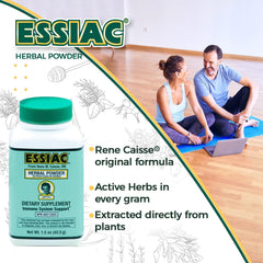 Essiac bottle pouring tea into a glass for daily use