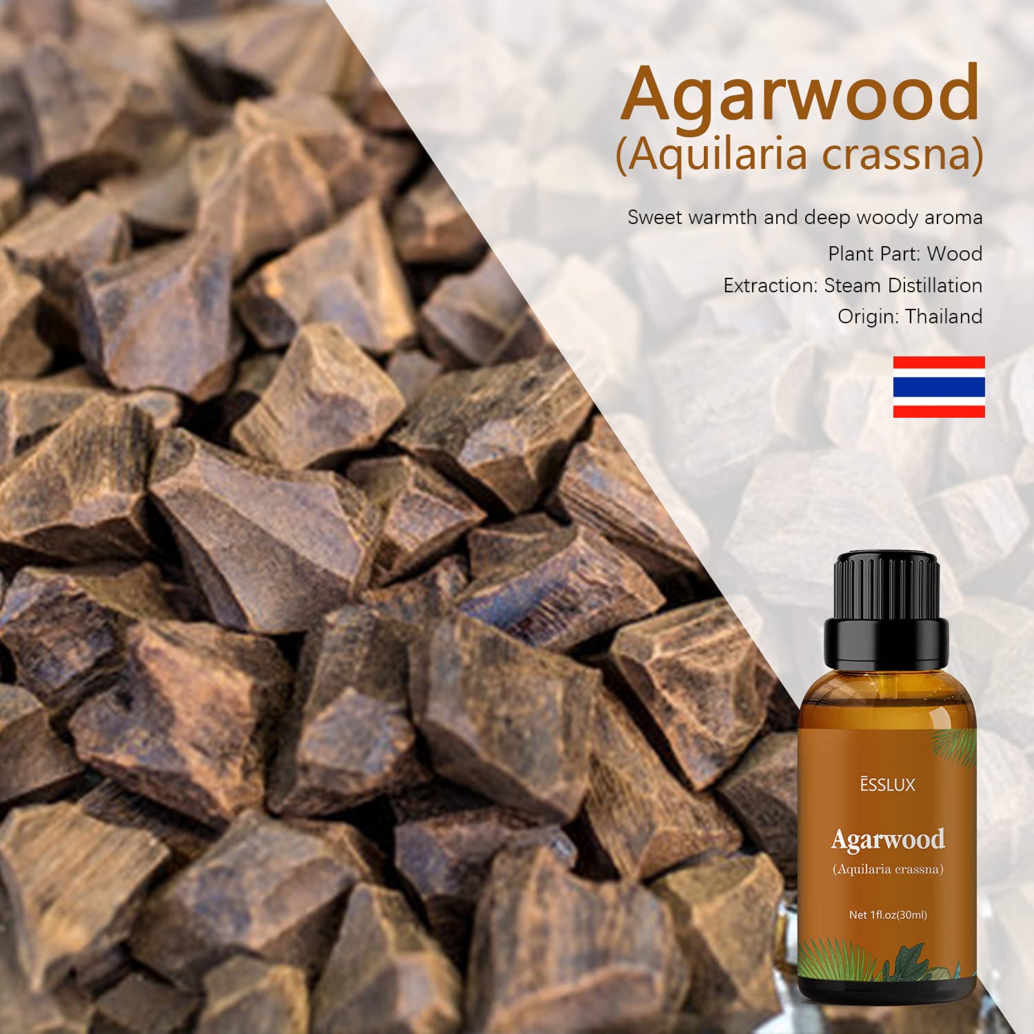 ESSLux agarwood oil dropper bottle ready for careful application.