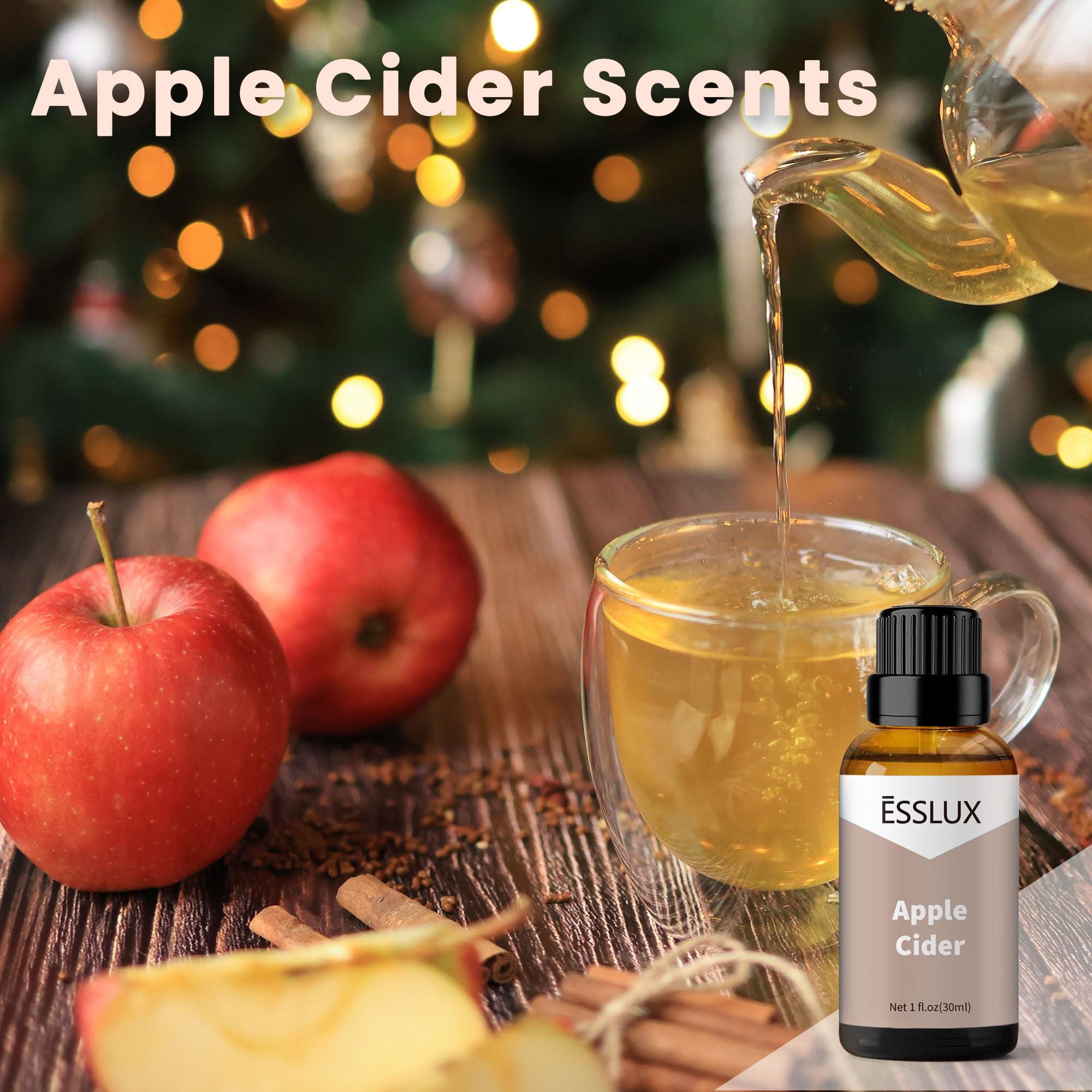 ESSSLUX Apple Cider Fragrance Oil cap close-up; premium blend for DIY projects.