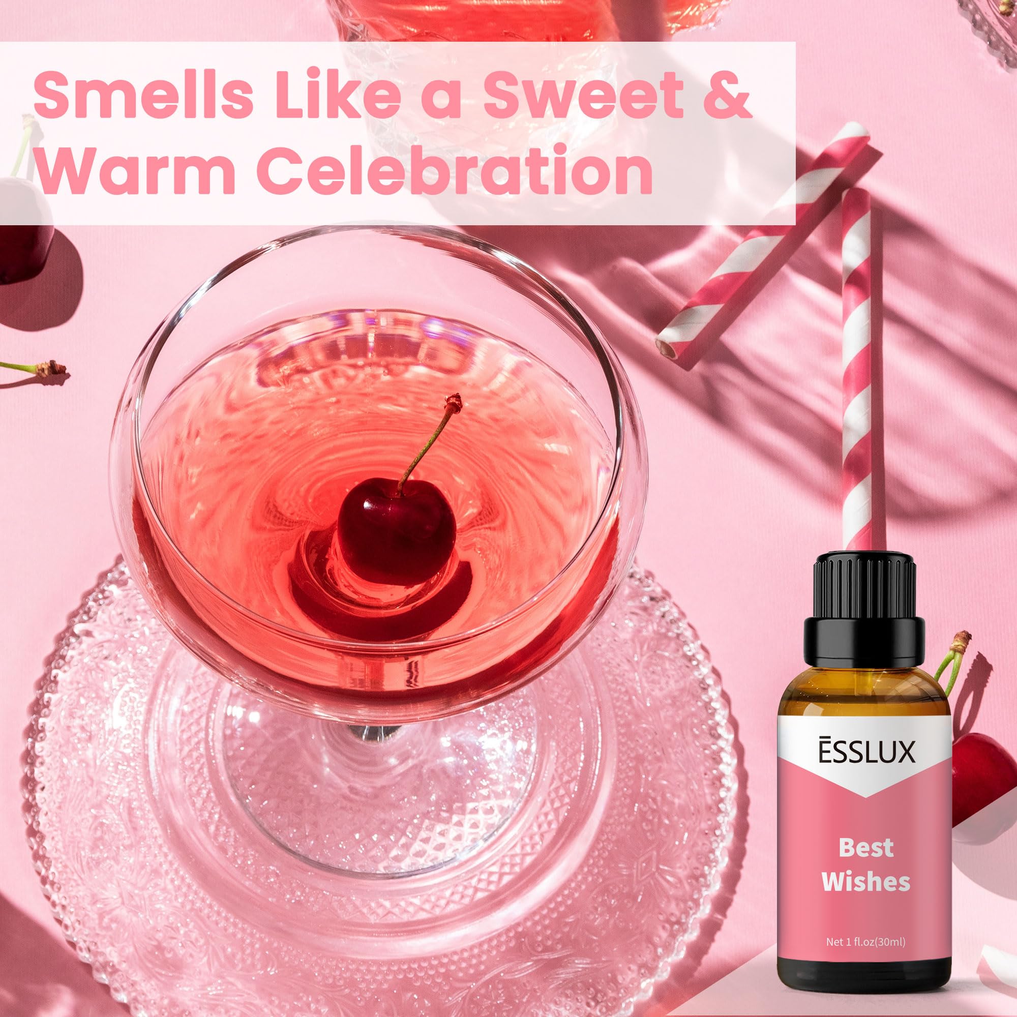 ESSLux Best Wishes Fragrance Oil diffuser scene showing easy diffusion and room scenting.