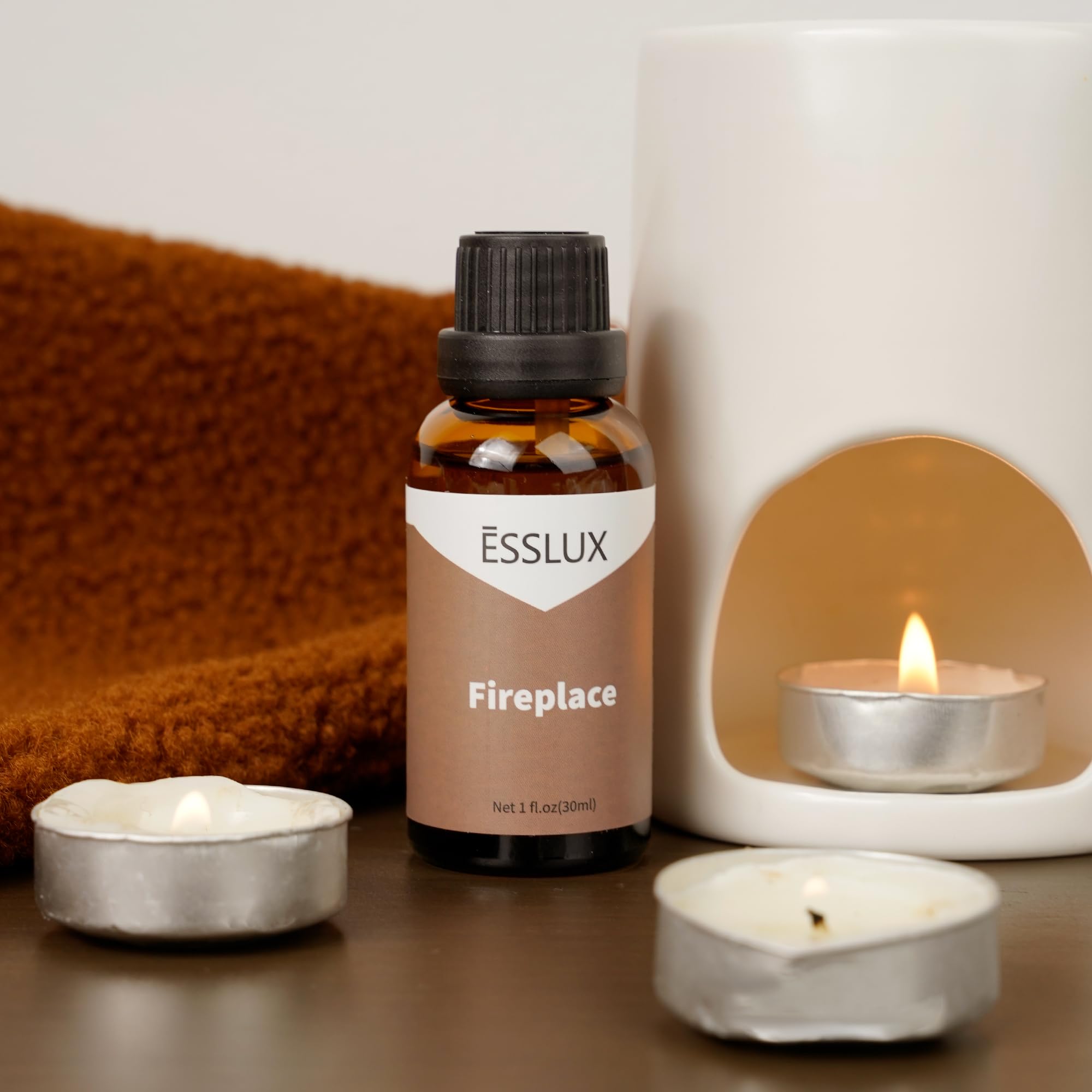 ESSLUX Fireplace Fragrance Oil amber bottle keeps fragrance concentrated and fresh