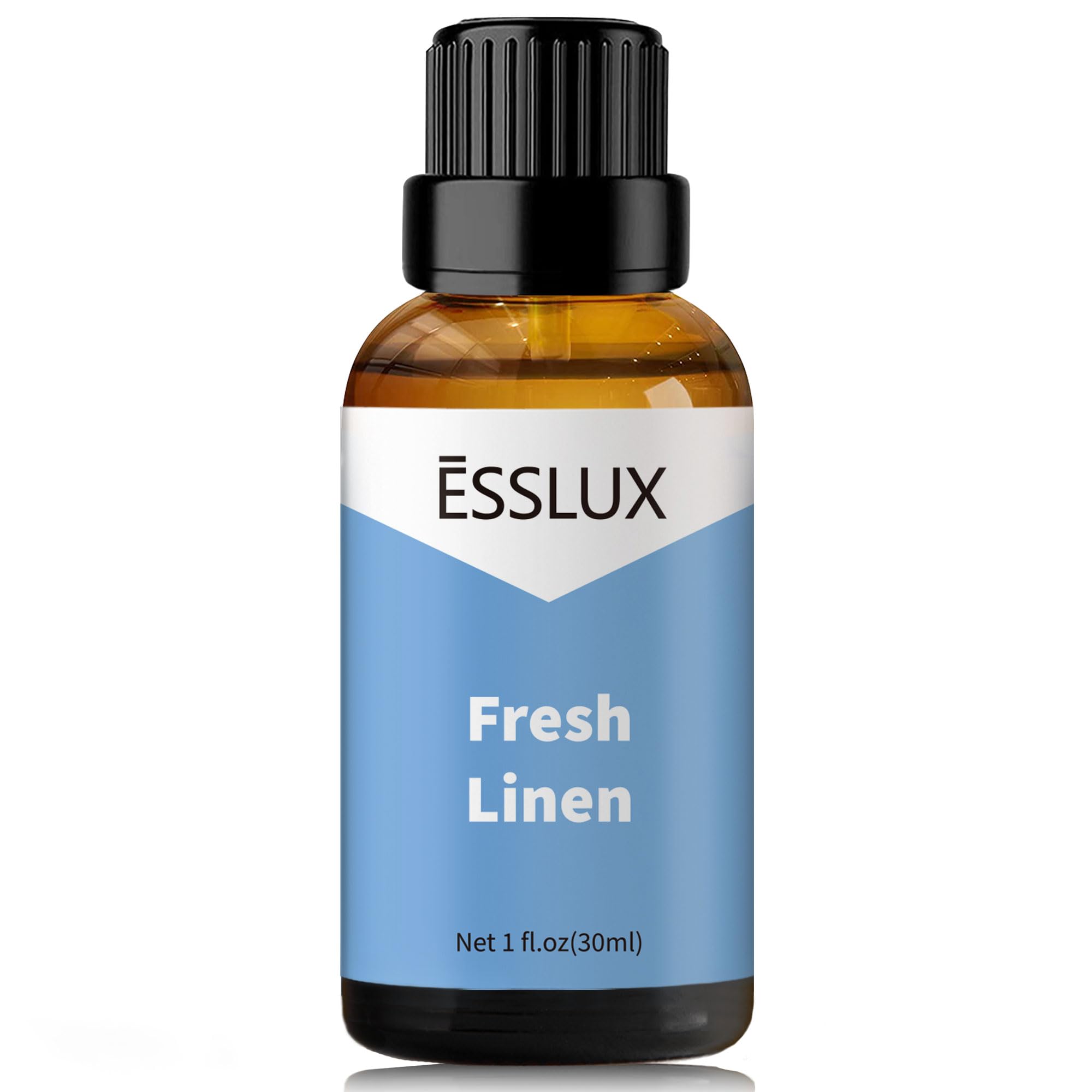 ESSLUX Fresh Linen fragrance bottle with crisp, clean scent for home diffusion.