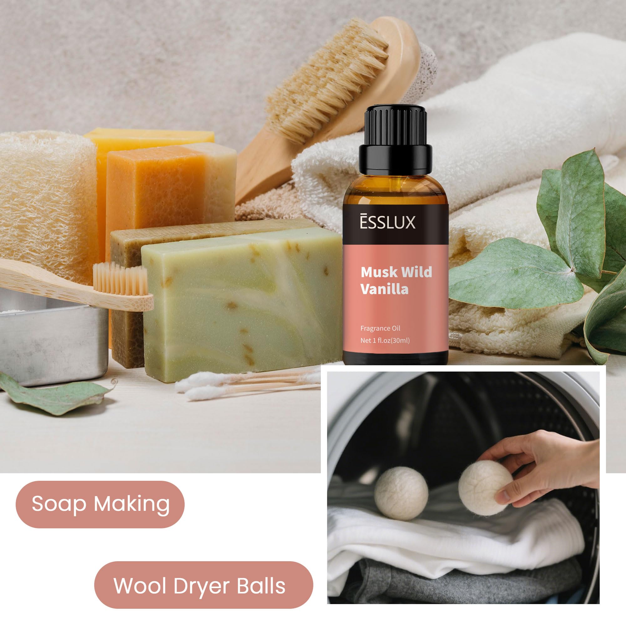 ESSLux Musk Wild Vanilla massage oil for calming blends
