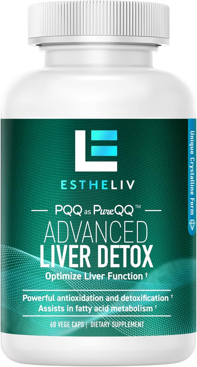 ESTHELIV ingredient illustration hints at PQQ and inositol synergy.