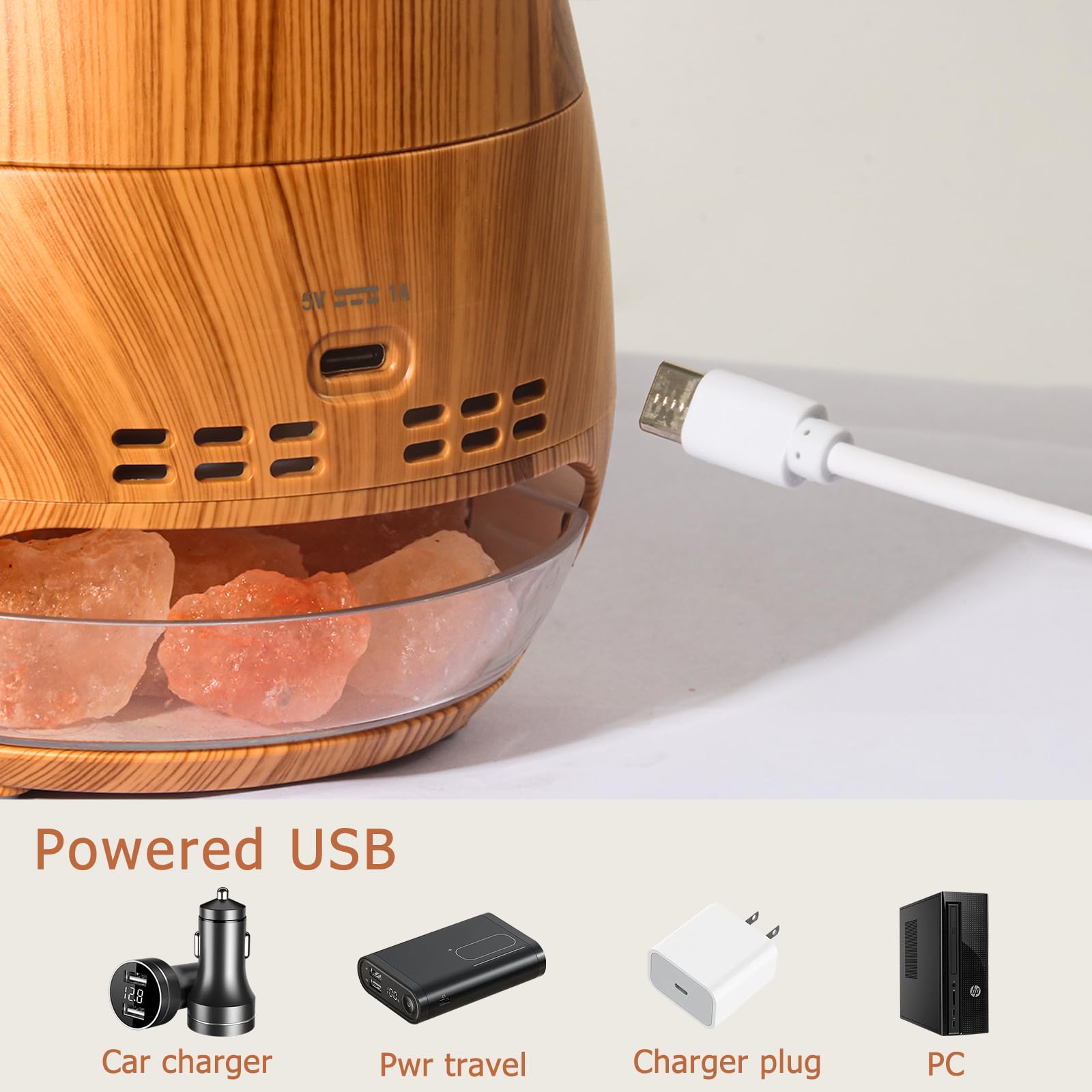 ESTINHOME Himalayan-salt lamp vibe with natural crystals and soft glow.