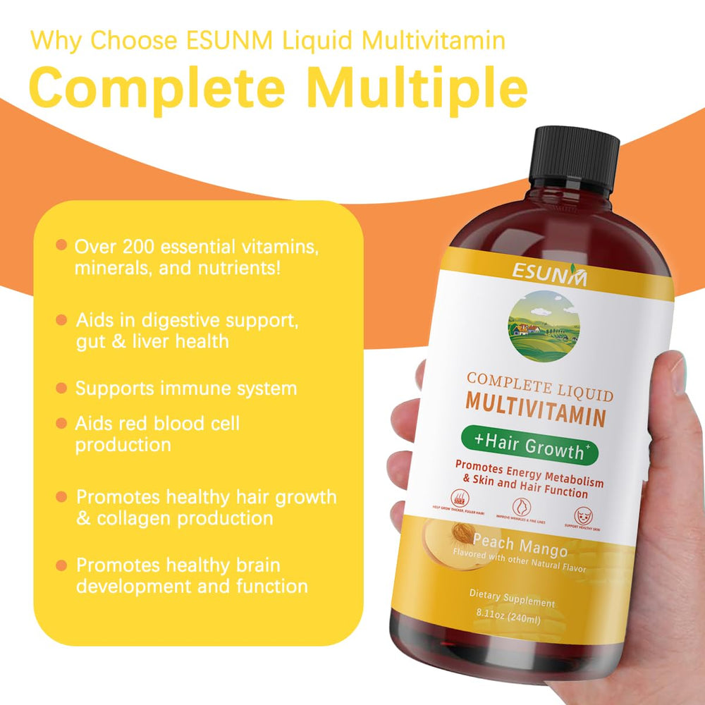 ESUNM hair growth vitamins image highlighting potential thicker hair and skin benefits