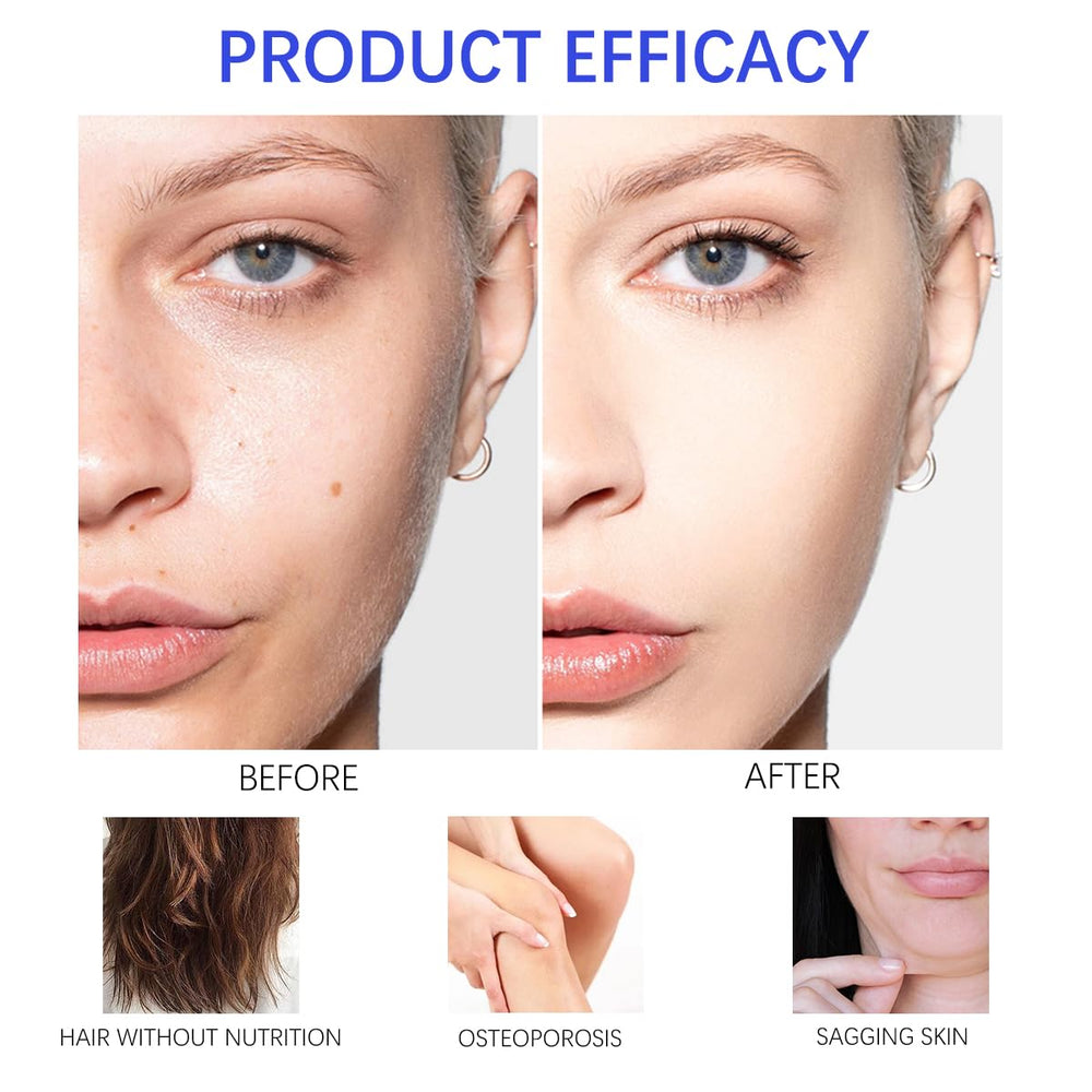 ESUNM Hyaluronic Acid Powder skin hydration close-up highlights plump, moisturized look.