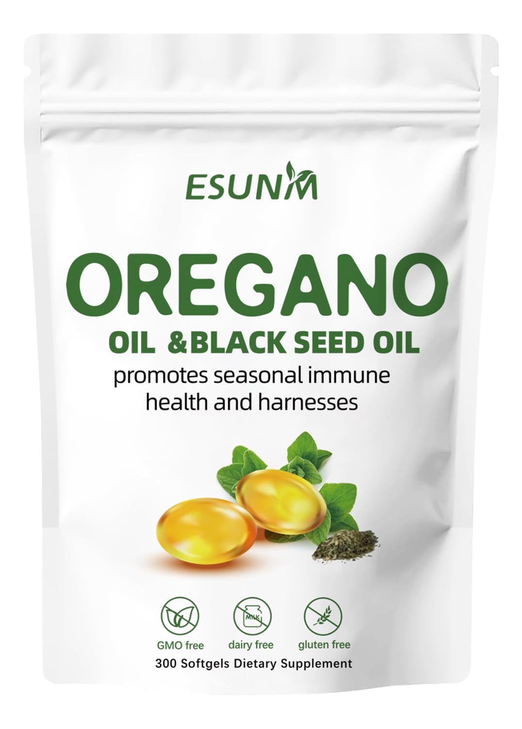 ESUNM oregano softgels bottle for daily wellness and easy dosing.