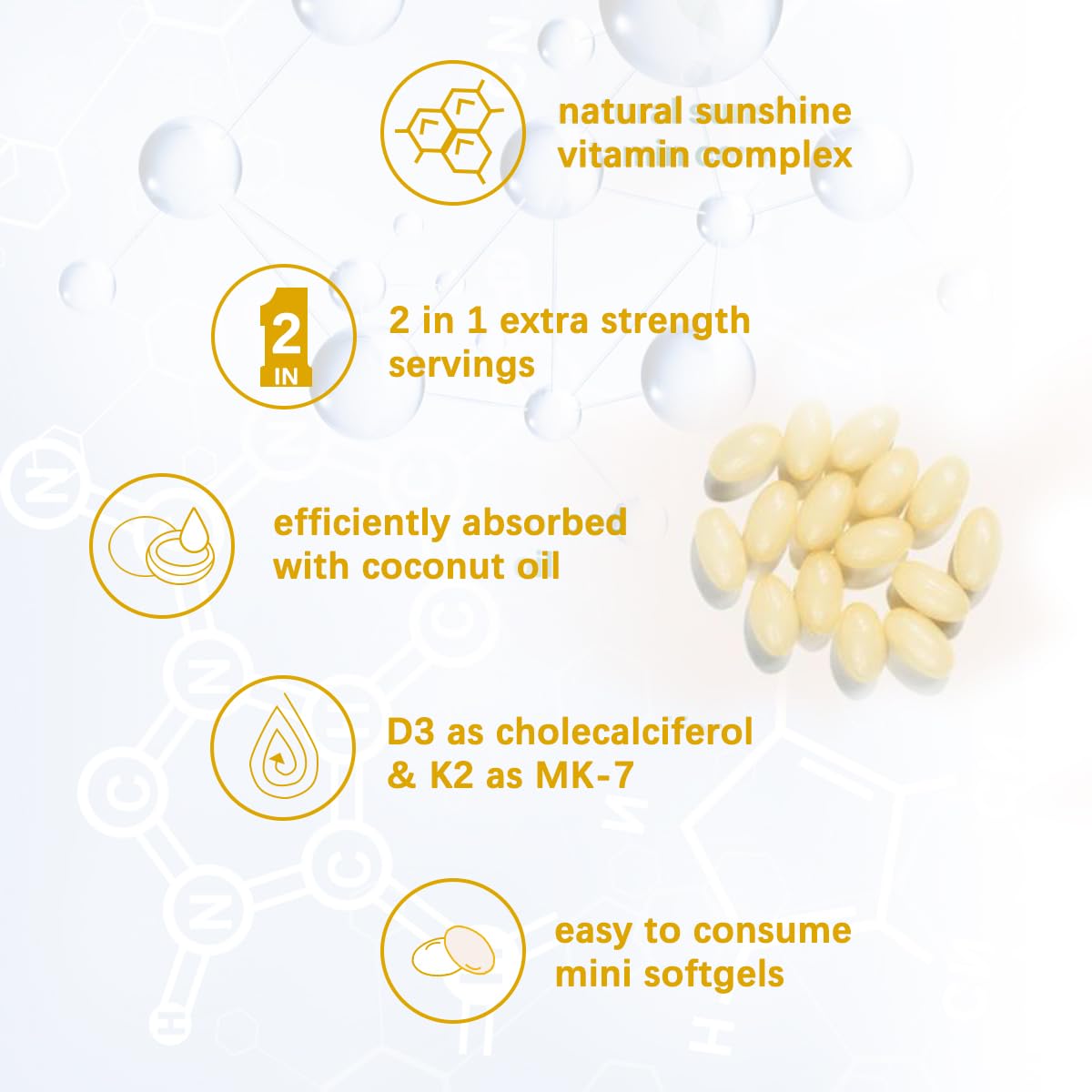 Closeup of ESUNM capsules showing natural oil blend with black seed oil.