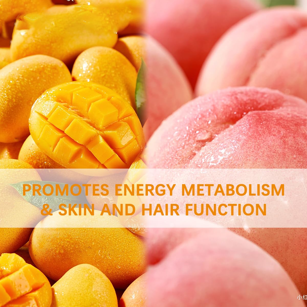 ESUNM peach mango liquid vitamin bottle highlighting refreshing intake
