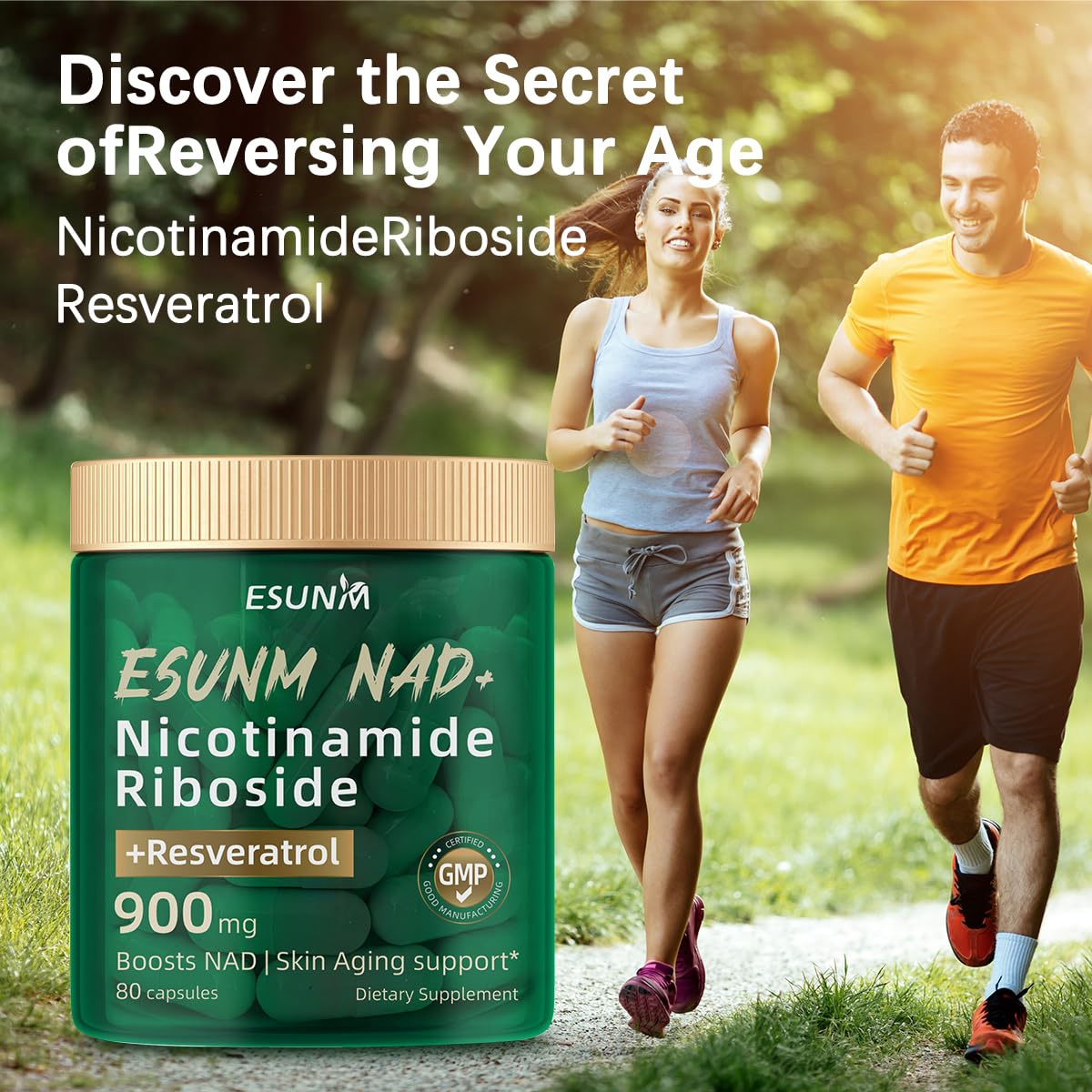 ESUNM liposomal NAD+ bottle in wellness setting.