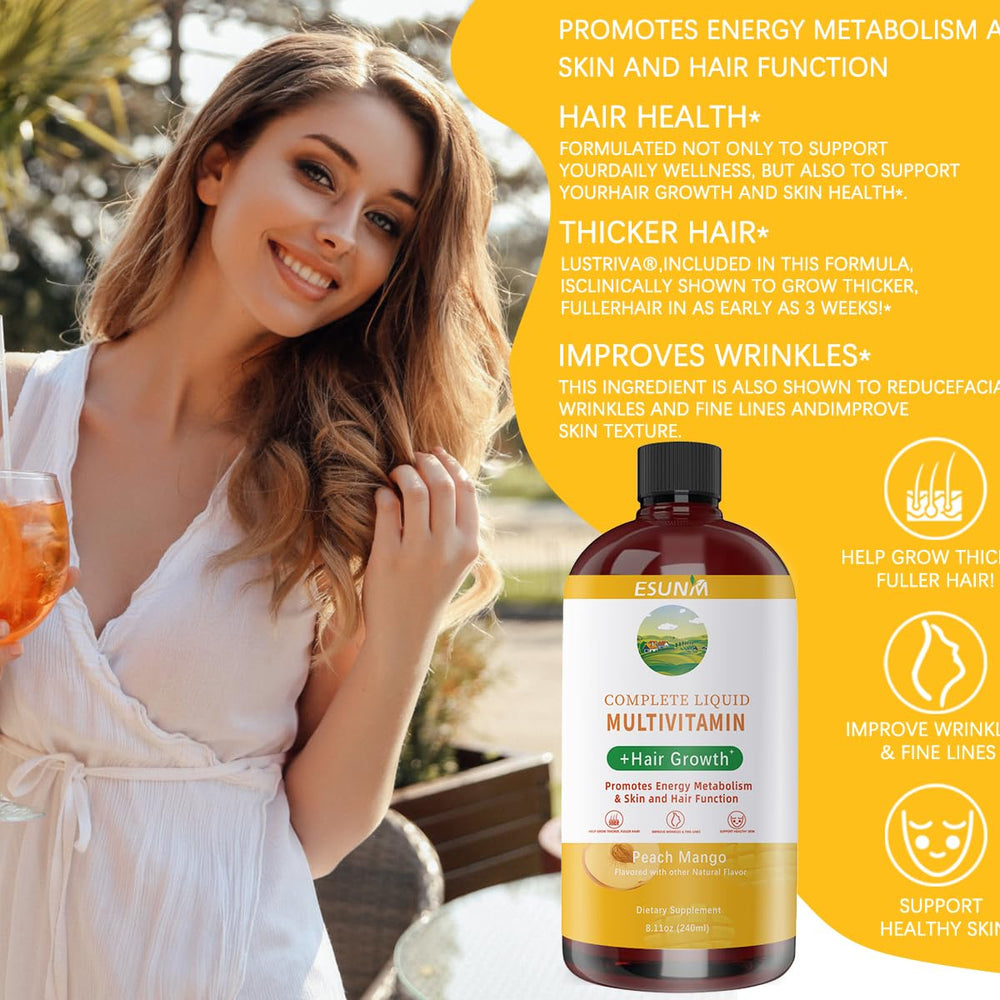ESUNM women's liquid multivitamin tropical flavor inviting daily balance