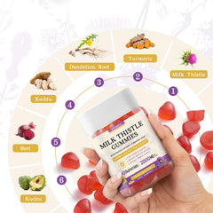Esverco Milk Thistle Gummies bottle back label, ingredients and vegan claim visible.