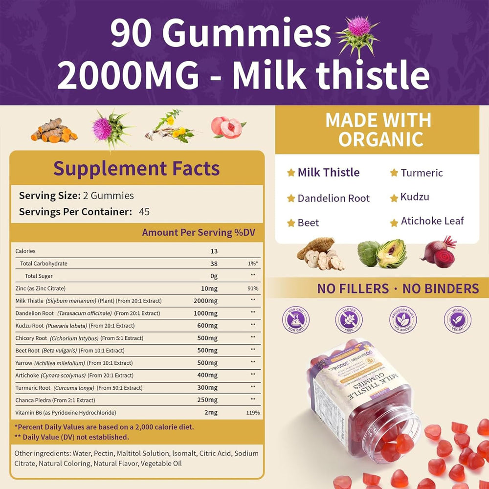 Esverco Milk Thistle Gummies packaging on a shelf with 90-count bottle.