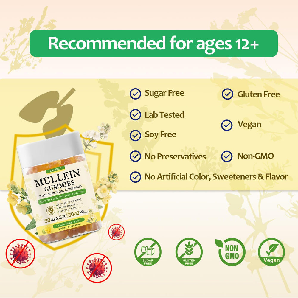 esverco Mullein Gummies easy-open cap highlights travel-friendly packaging.