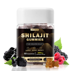 Esverco Shilajit Gummies bottle with natural strawberry flavor for daily use.