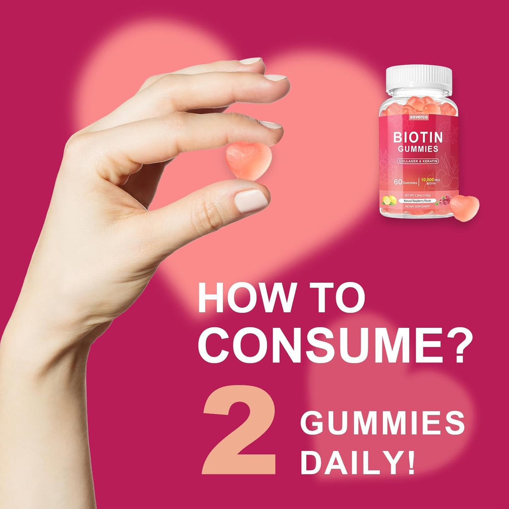 Esverco vegan biotin vitamin C gummies ingredients highlight plant-based formula.