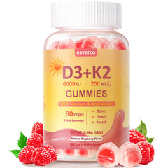 Esverco Vitamin D3 K2 Gummies bottle pour for fast absorption.