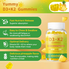 esverco Vitamin D3 K2 Gummies nutrition label highlights ingredients and potency