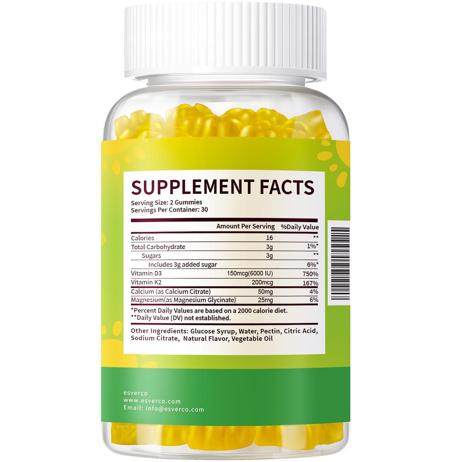esverco Vitamin D3 K2 Gummies travel-friendly bottle for on the go