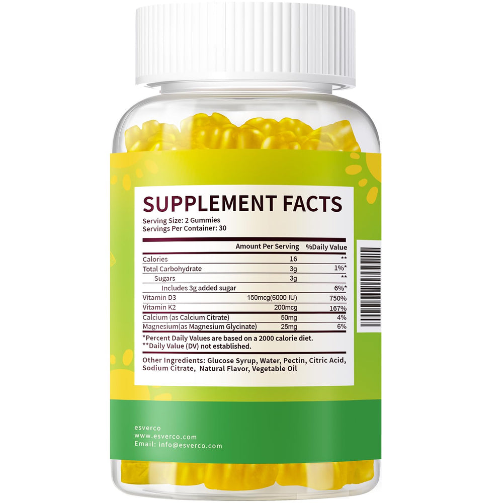 esverco Vitamin D3 K2 Gummies travel-friendly bottle for on the go
