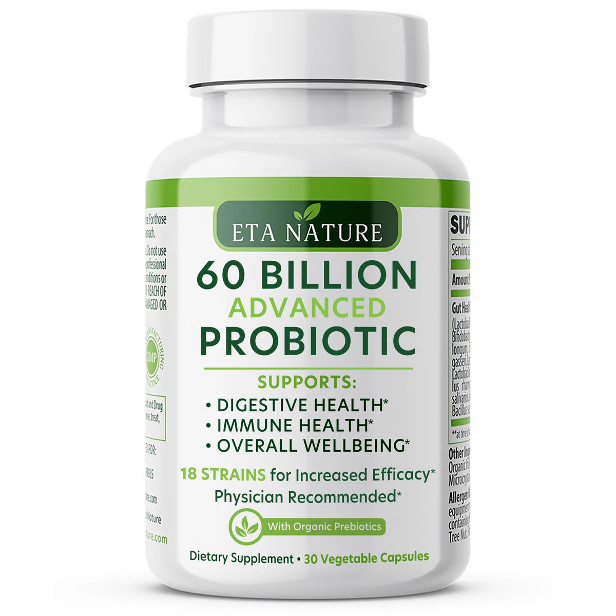 ETANATURE Advanced Probiotics for Men bottle shown for digestive support