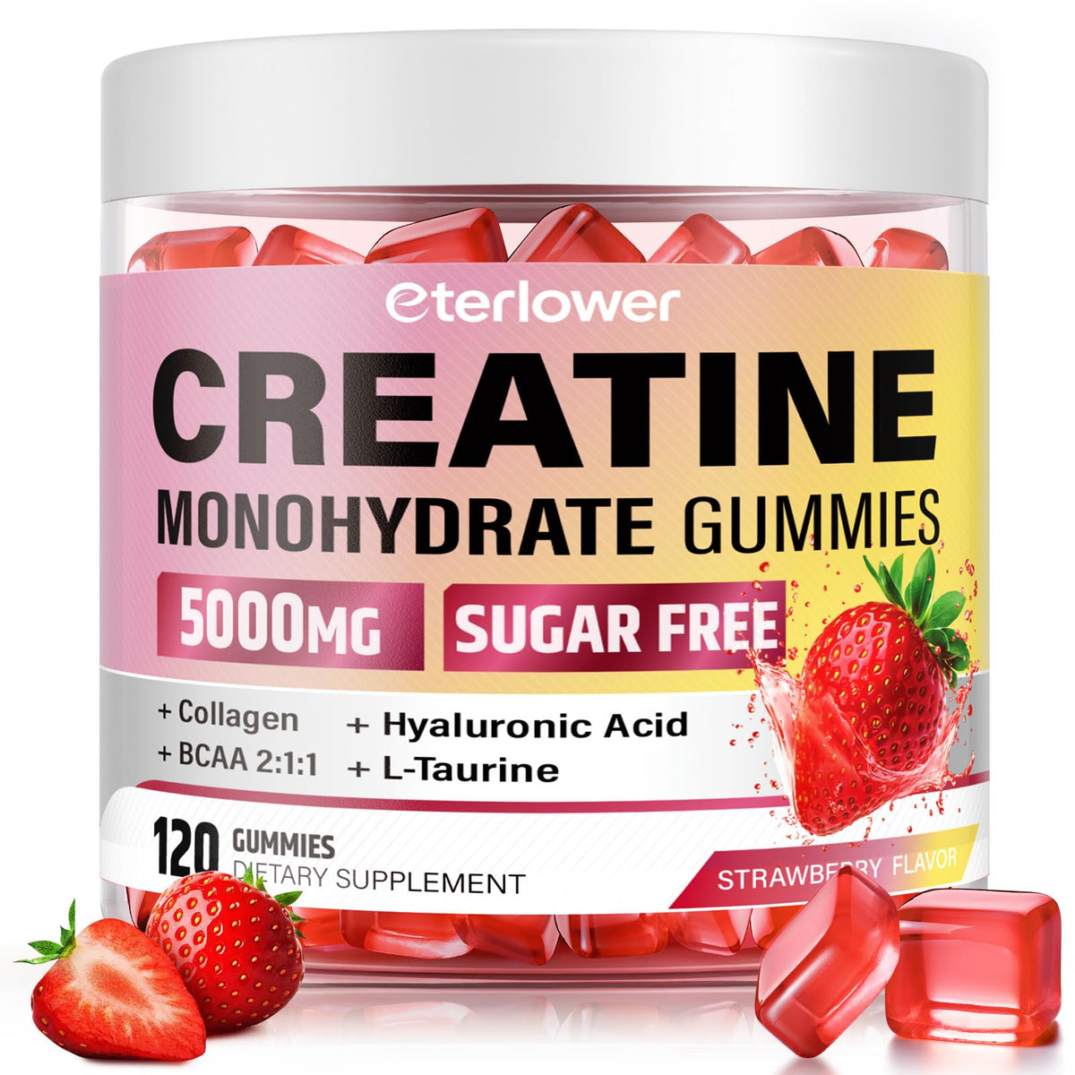 eterlower Creatine Monohydrate Gummies bottle for workouts and daily energy