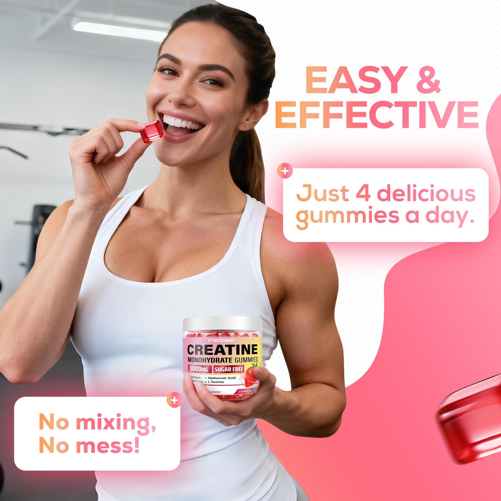 eterlower Creatine Monohydrate Gummies gluten-free and low-calorie