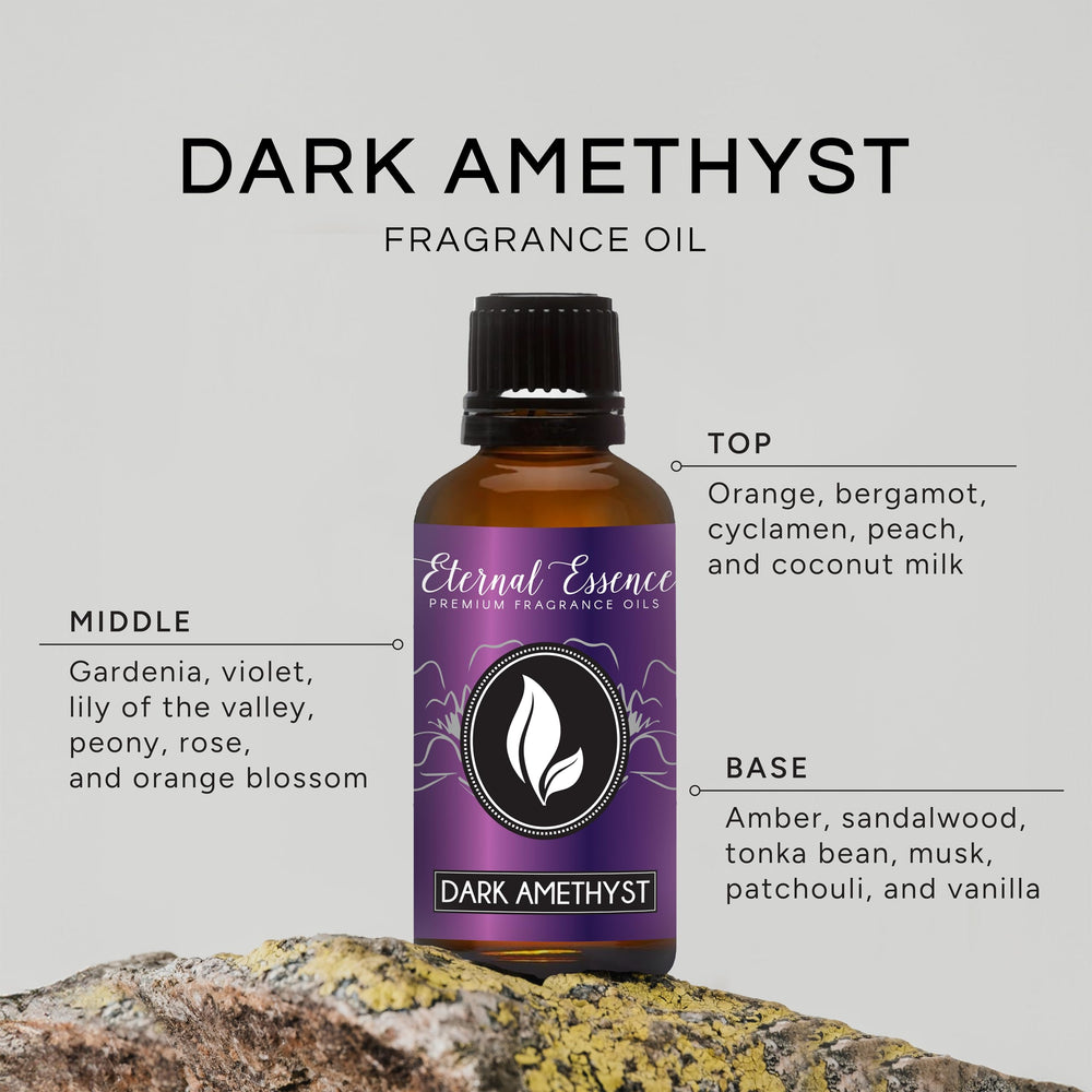 Dark Amethyst cap close-up shows dropper for precise dispensing.