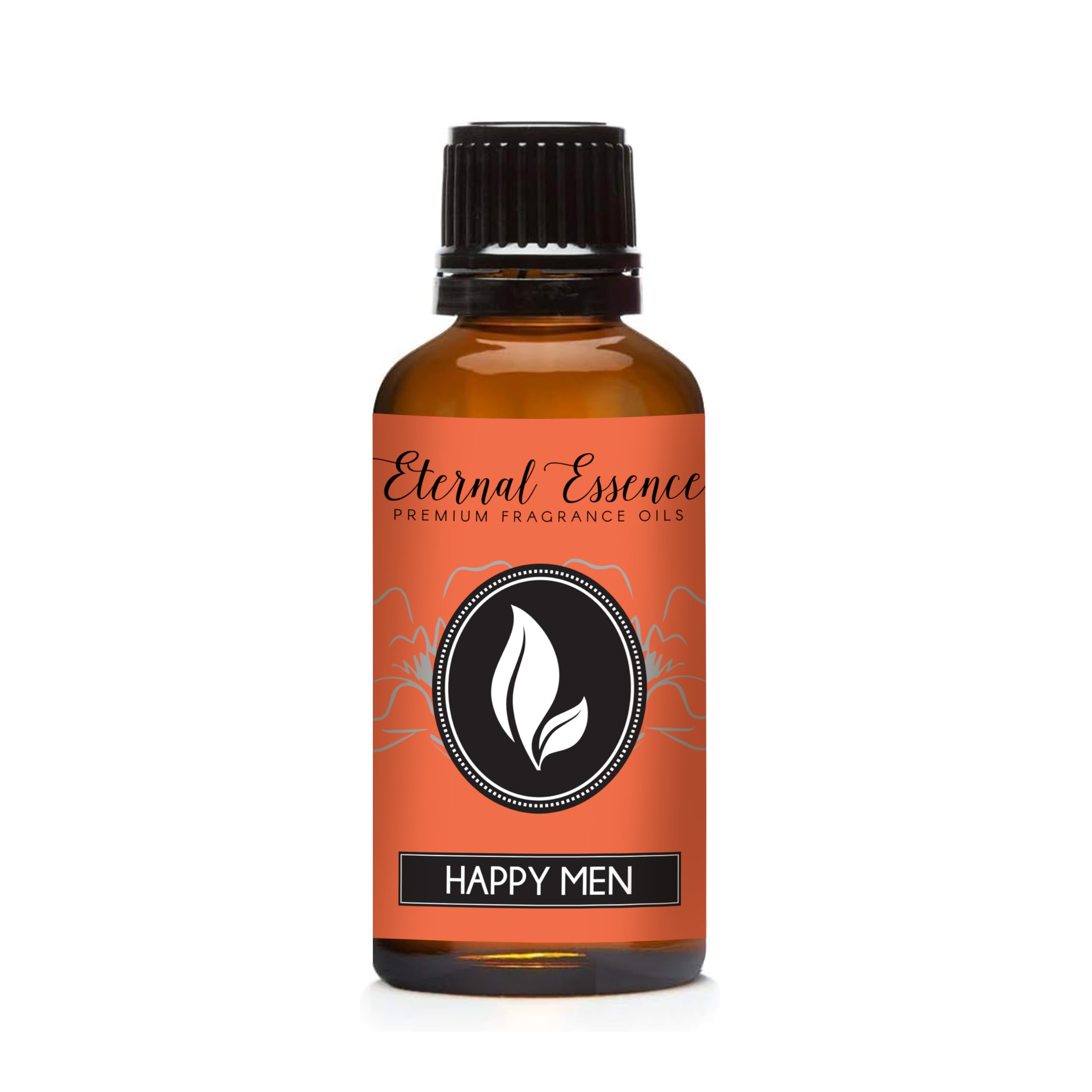 Eternal Essence Oils Happy Men bottle with dropper for precise fragrance blending in candles.